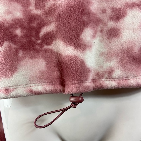 Hippie Rose Pink White Tie-Dye Fleece Cropped Sweatshirt Sweater L Quarter Zip - Picture 8 of 10